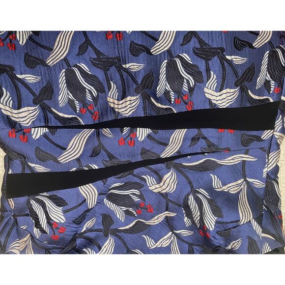 Escada Blue Red White Floral Silk Sheath Dress 42 US 12 SS Fitted Tulip Jacquard - Picture 8 of 12
